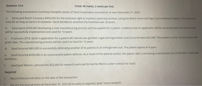 a. b. Question 10.4 (Total: 48 marks: 2 marks per line)
