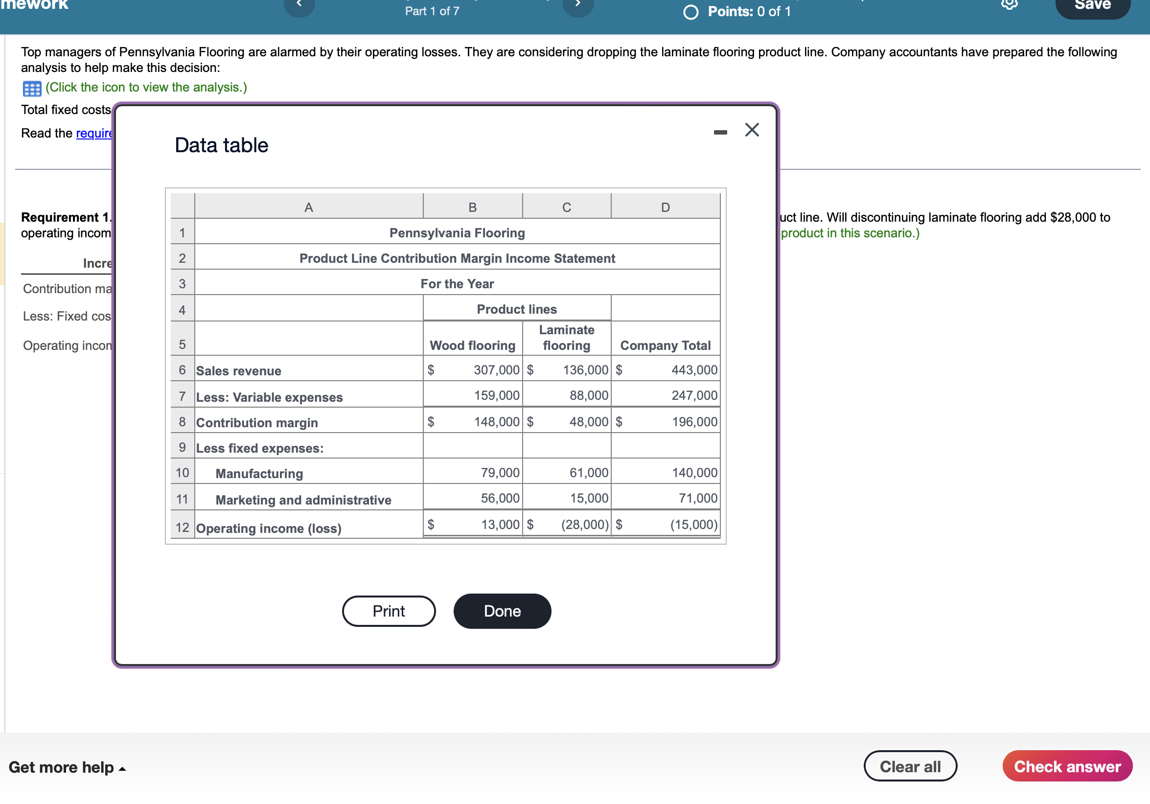 the analysis.) Total fixed costs will not change if the company stops