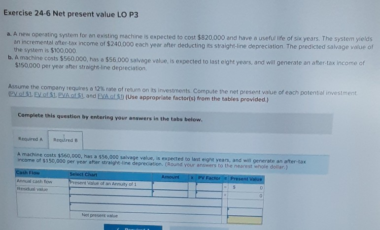 system for an existing machine is expected to cost $820,000 and have