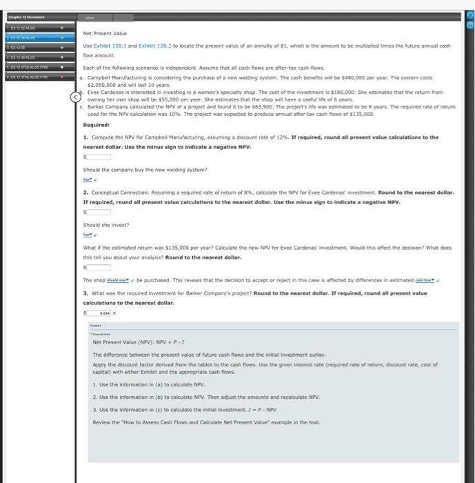  Net Present Value Use Exfibit 128.1 and Exhibit 120.2 to locate