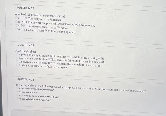 null; \} a. A Razor expression b. A Razor code block c.