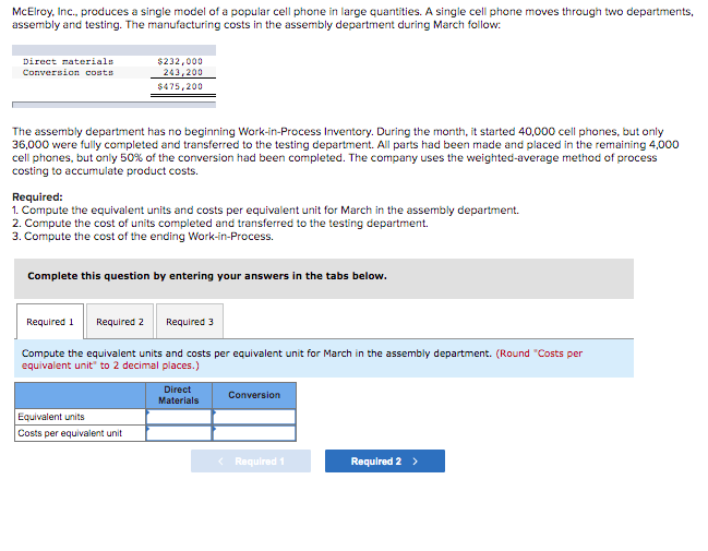Please put for example cost of the ending work in process