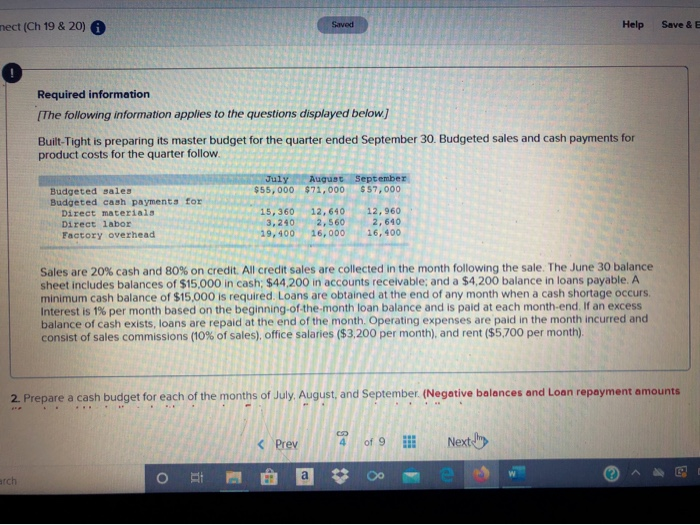  mect (Ch 19 & 20) Saved Help Save & E Required