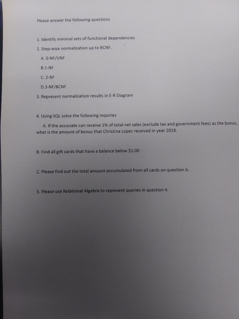 Hello, The following question is a Database question. Please only answer if