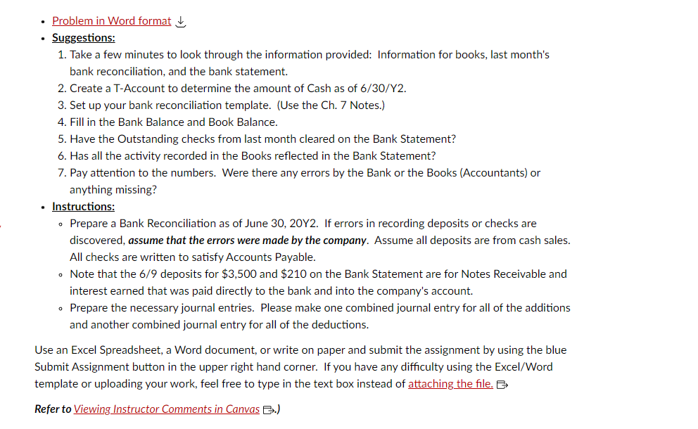  - Problem in Word format - Suggestions: 1. Take a few