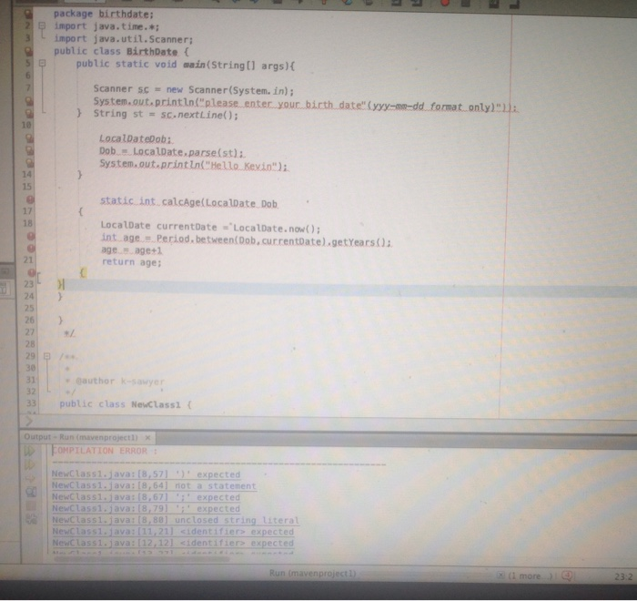 an error for the output Your program must output a greeting that