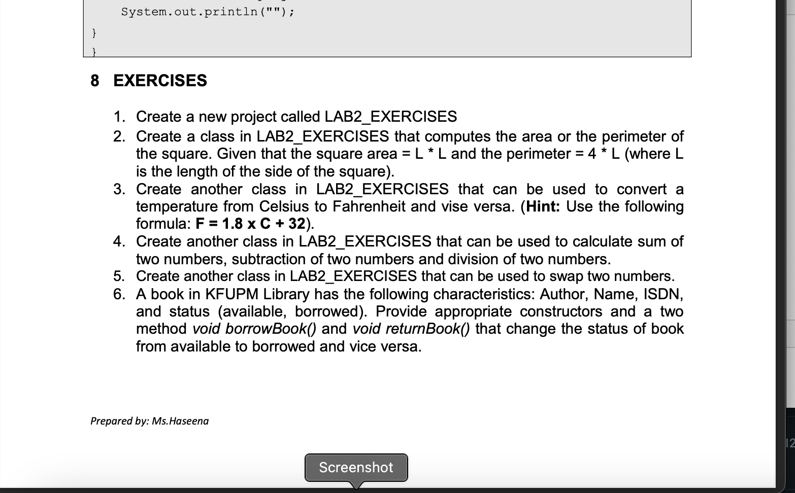 and a withdrawal, and then displays the new balance. The above problem