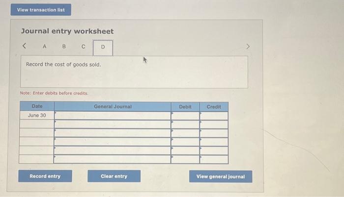 (Algo) Entries for transfer of goods across departments LO P4 Required: 1.