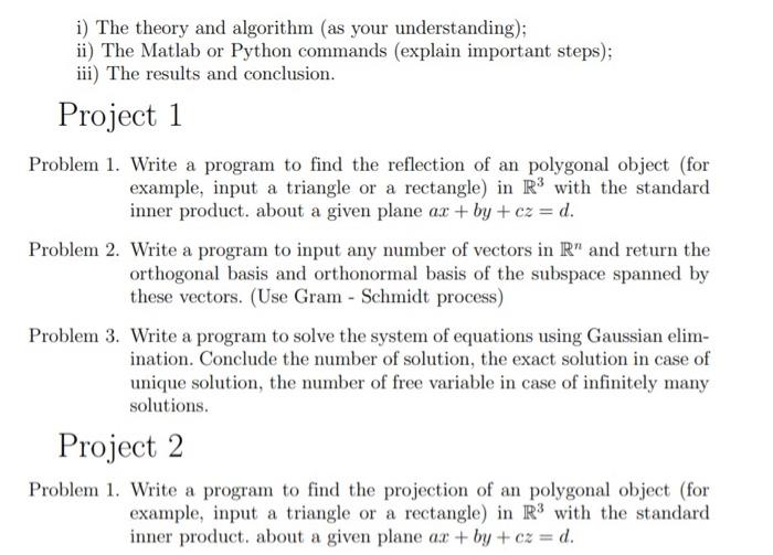 project 2- problem 1 i) The theory and algorithm (as your understanding);