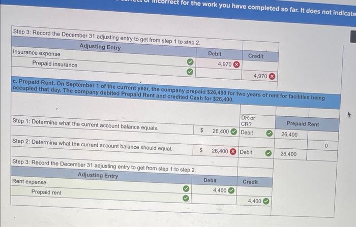 process for adjusting the prepaid asset account at December 31. Step 1: