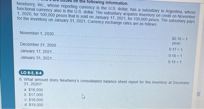  Newberry, Inc., whose reporting currency is the U.S. dollar, has a