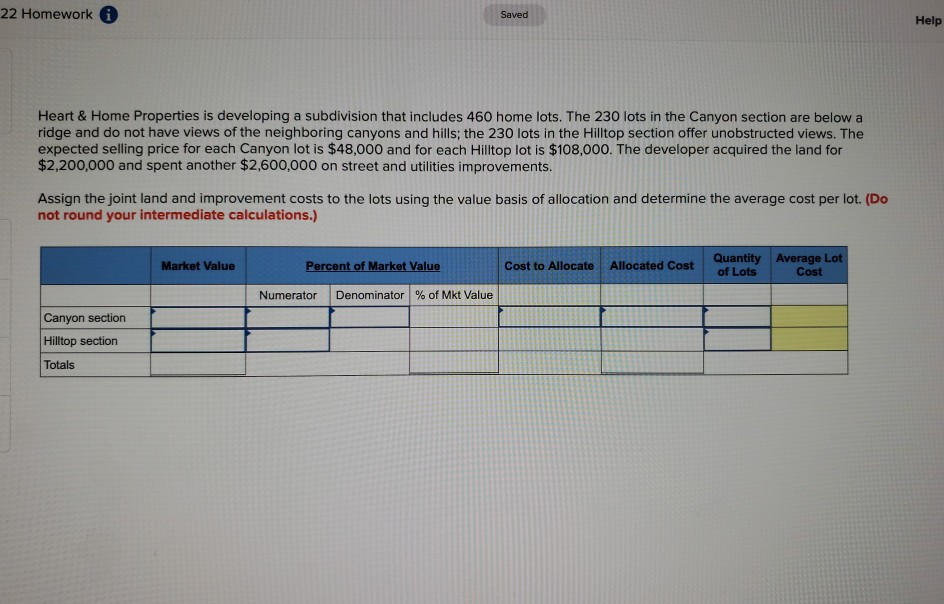  22 Homework Saved Help Heart & Home Properties is developing a