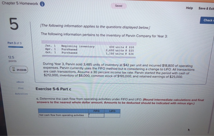  Chapter 5 Homework Saved Help Save & Exh Check [The following