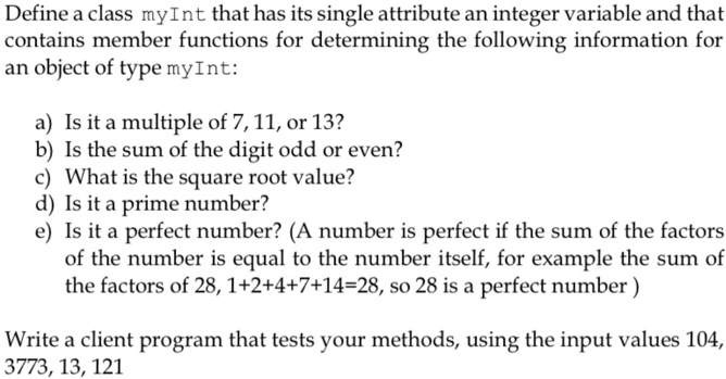 Java: Define a class myInt that has its single attribute an integer