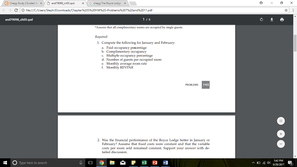 chegg The Royce Lodge d file:///C:/Users/Steph/Downloads/Chapter%205%20HW%20-Problems%2079620and%2011.pdf and79098_ch05.qxd 115 e following data he