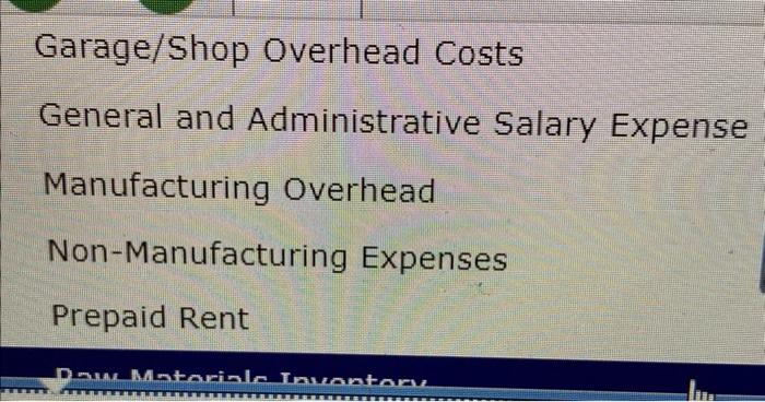 costs (paid in cash). d. Incurted the following additional manufacturing overhead costs: