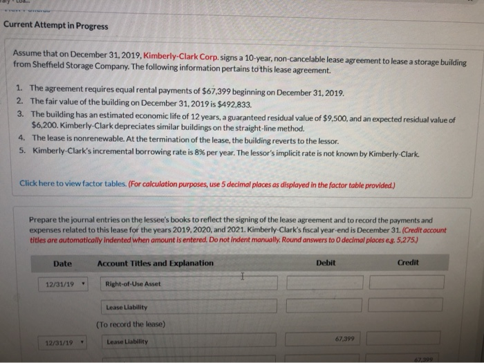  ay Lu... Current Attempt in Progress Assume that on December 31,