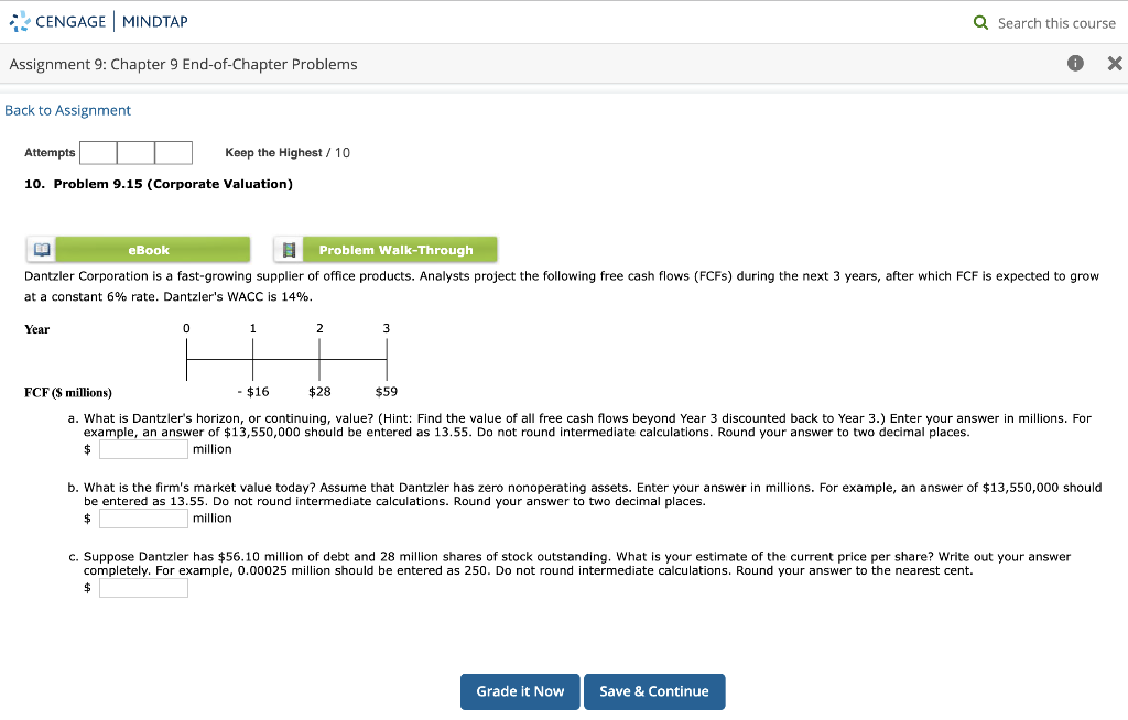  CENGAGE MINDTAP Q Search this course Assignment 9: Chapter 9 End-of-Chapter