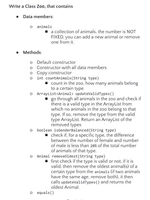 the following classes: Write a Class Animal, that contains - Data members