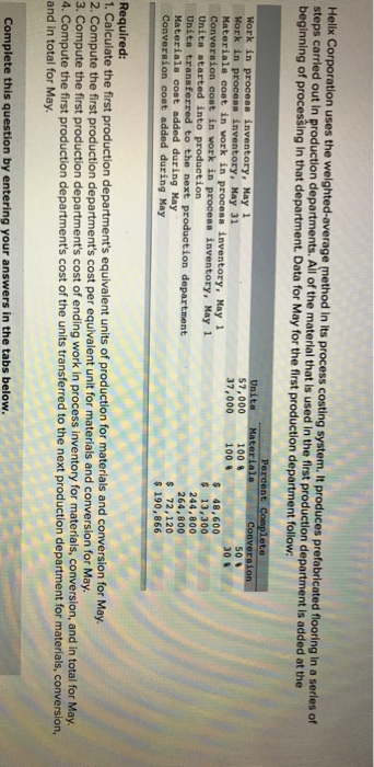  Hellx Corporation uses the weighted average method in its process costing