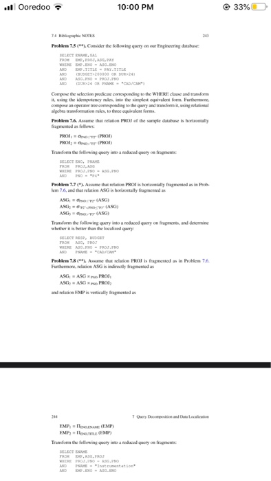  ... Ooredoo 10:00 PM 33% NOTES Code the following qucry Problem