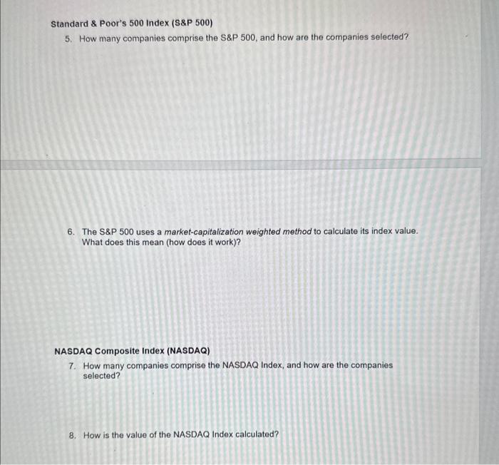 Indexes From the textbook: "Stock market indexes are designed to show the
