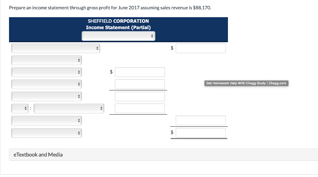 materials used Work in process, 6/1/17 Work in process, 6/30/17 Finished goods,