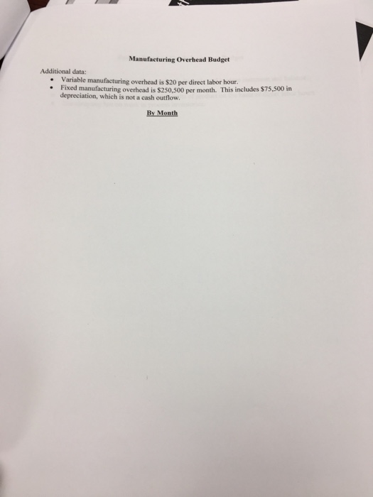 Comprehensive Budget Project This project consists of completing various elements of a