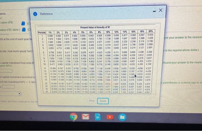 the icon to view the future value of $1 table> (Click the