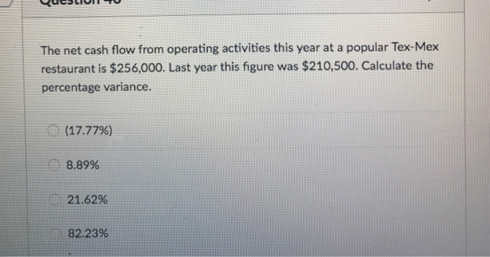  The net cash flow from operating activities this year at a