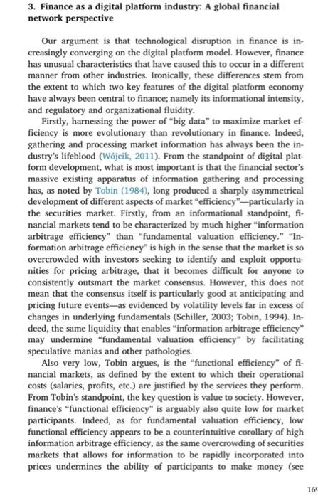 please summarize this for me 3. Finance as a digital platform industry: