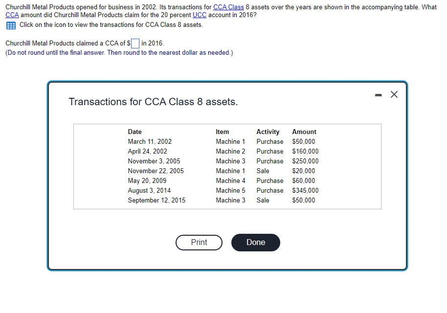 Track the yearly adjustments to the UCC in a table with the