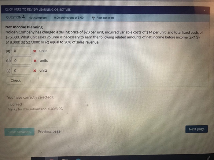  CLICK HERE TO REVIEW LEARNING OBJECTIVES QUESTION 4 Not 0.00 points
