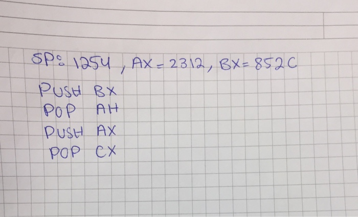  Microprocessor Puse ex Pop AH PUSH AX POP CX Puse ex