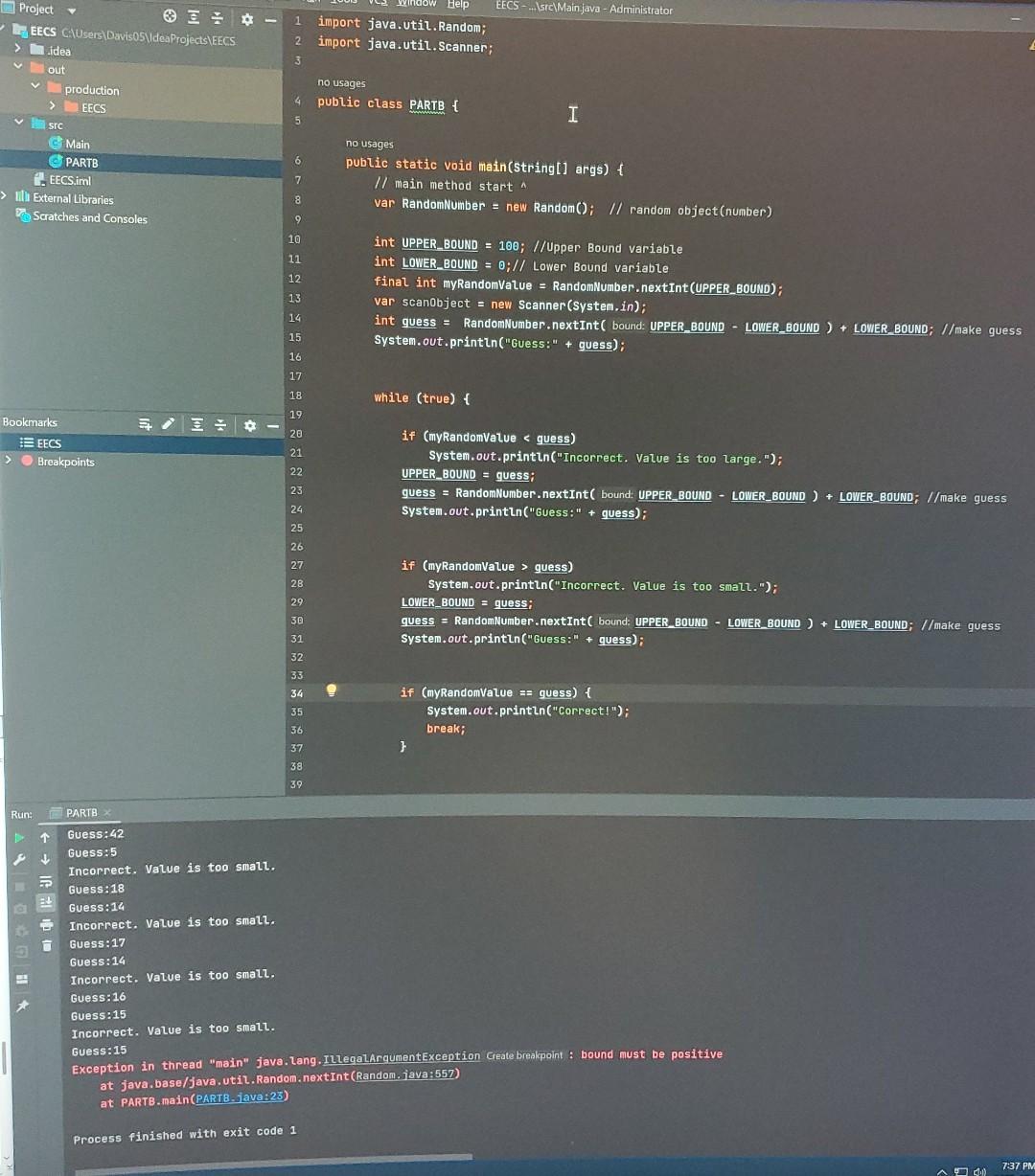 I'm expected to create a guessing game where the computer generates a