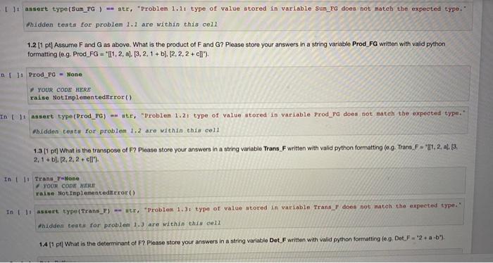 mistakes. inport numpy as np Part 1: Matrix Operations by hand 1.1
