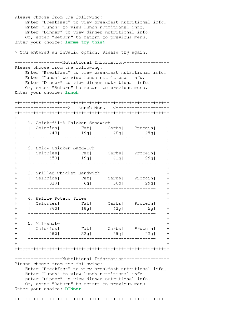 to order online and i need the output to look like this
