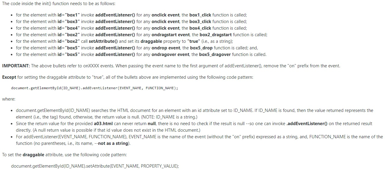 CODES ARE PROVIDED BELOW HTML Assignment 3 (2019W COMP3340) Update colour. Drag