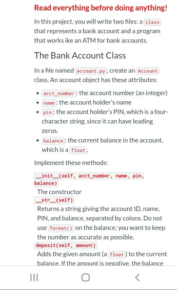 in python only please follow the pseudocode of customer and account. and