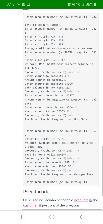 a bank account and a program that works ike an ATM for