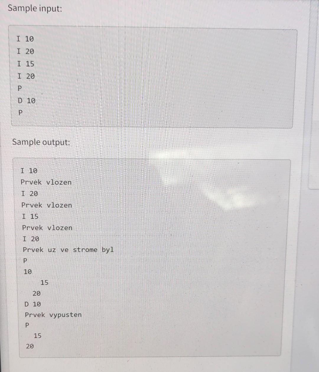 the input and return output like above mplement binary search tree for