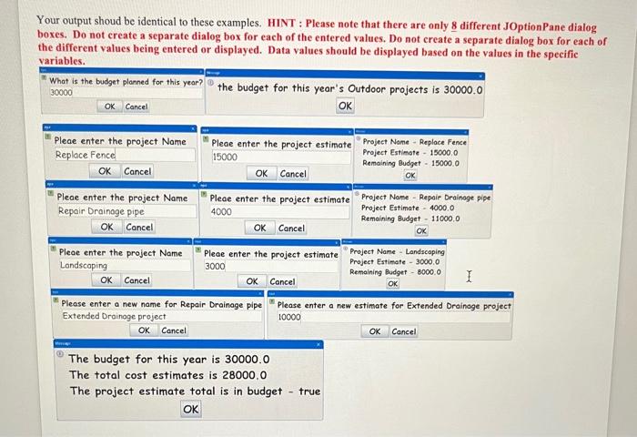and total project estimates. There are 2 overloaded constructors in this class.