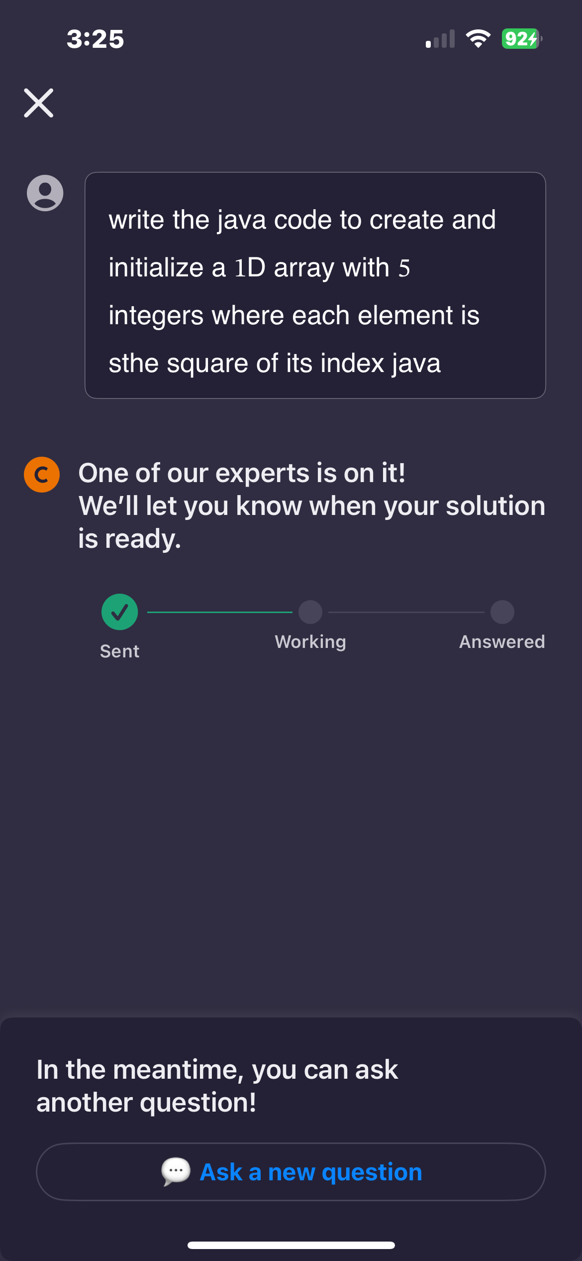  3:25 924 6 write the java code to create and initialize