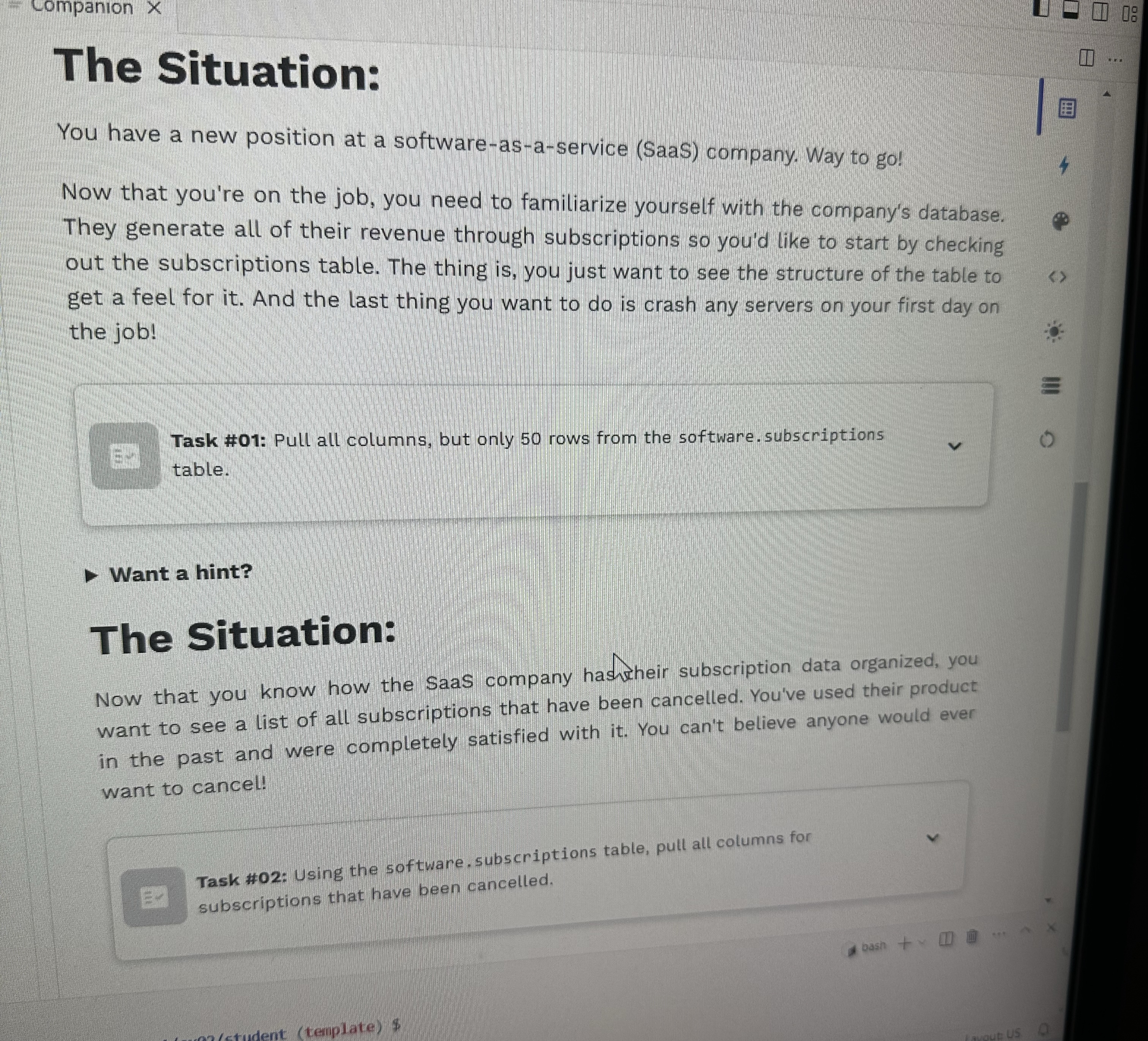  Please help me solve task #01 and #02 