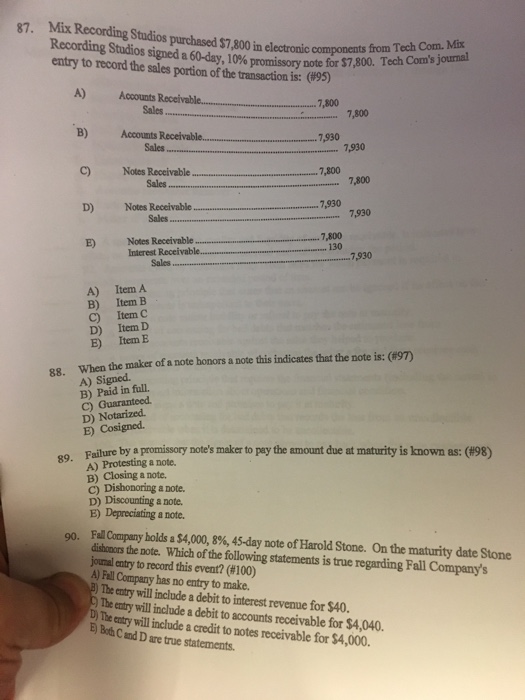  Mix Recording Studios purchased exist7.800 in electronic components from Tech Com.