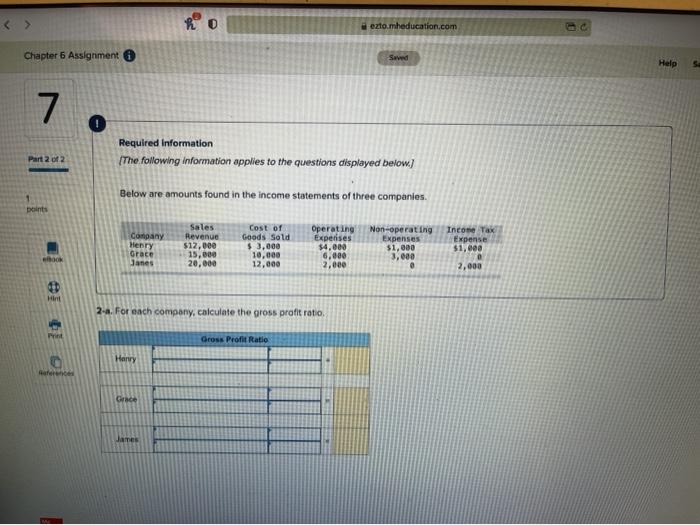  Need Help h ezto.mheducation.com Chapter 6 Assignment Seved Help 7 Required