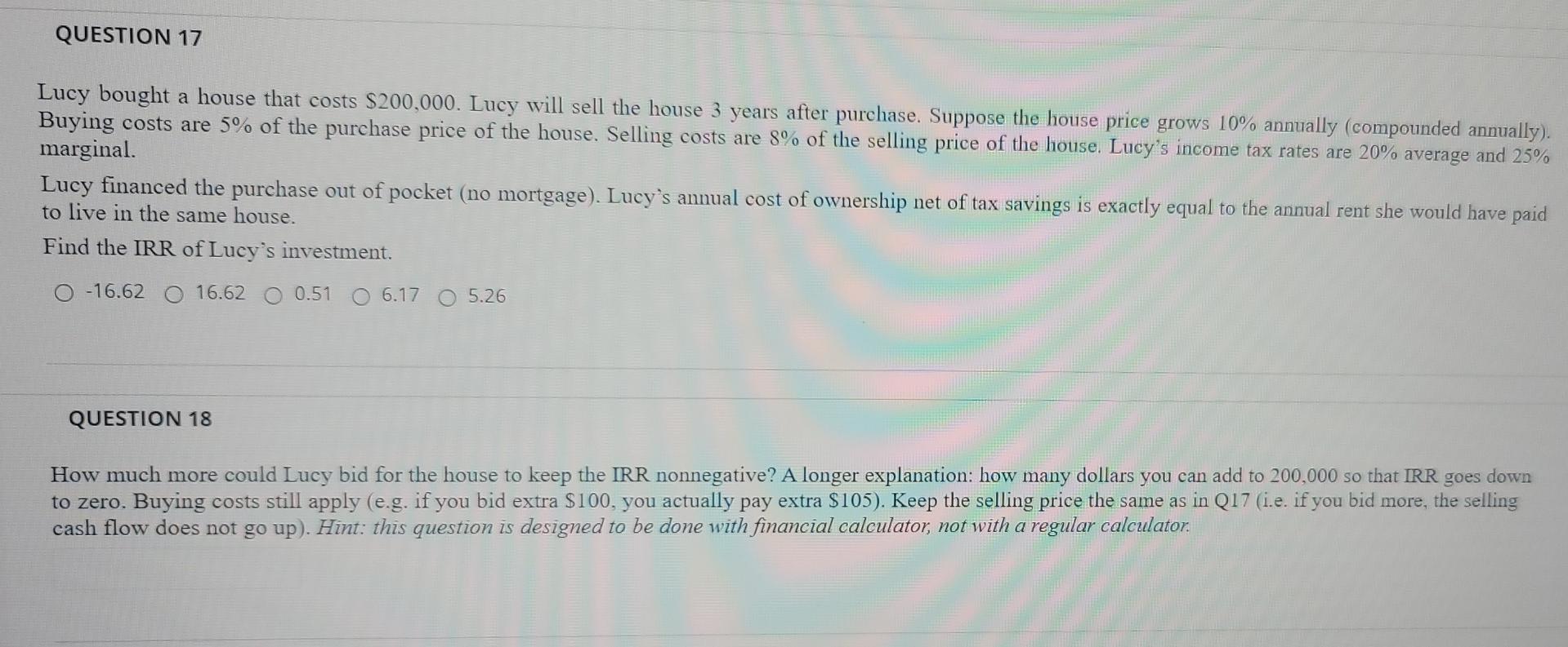  Question 17 is only there for refrence. So its only 18