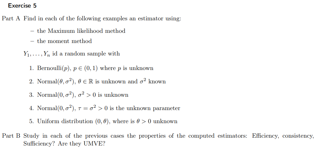 PART B PLEASE Exercise 5 Part A Find in each of the
