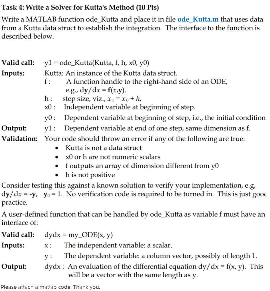  Task 4: Write a Solver for Kutta's Method (10 Pts) Write