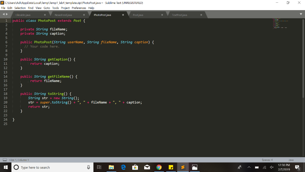 implements the interface Likeable All the Post messages have a user name,